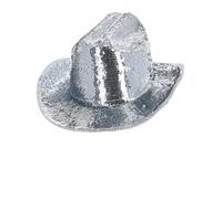 Smiffys Chapeau de luxe fever de cow-girl à paillettes, argenté