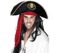 Smiffys Chapeau de pirate, avec tête de mort Halloween