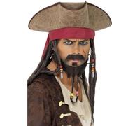 Smiffys Chapeau de pirate, marron, avec dreadlocks
