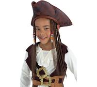 Smiffys Chapeau de pirate, marron, avec dreadlocks Halloween