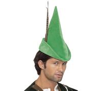Smiffys Chapeau de Robin des bois, vert, avec plume, Deluxe Halloween, Carnaval