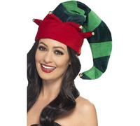 Smiffys Chapeau elfe peluche, Vert, avec cloches