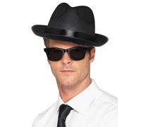 Smiffys Chapeau Fedora bords larges, Noir, vec un bord intérieur élastique Halloween, Carnaval