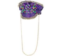 chapeau clouté capitaine paillettes violet adulte - smiffys 53023 Violet G