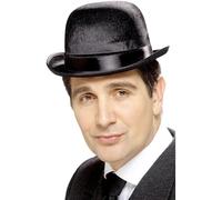 Smiffys Chapeau melon indestructible style vieille Angleterre, noir, finition satin Halloween, Carnaval