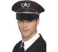 Smiffys Chapeau militaire de luxe, Noir, avec un bord intérieur élastique Halloween, Carnaval