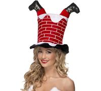 Smiffys Chapeau Père Noël coincé dans la cheminée, Rouge