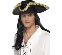 Chapeau De Pirate Pour Adultes Accessoire De Déguisement Noir Tricorn