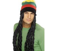 Smiffys Chapeau rasta, avec longues dreadlocks Halloween