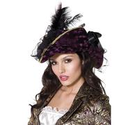 Femmes Pirate Déguisement Chapeau Tissu avec Plume Violet Par Smiffys