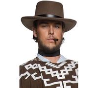 Smiffy's Chapeau Western Bandit armé authentique – marron bordure noire – Halloween