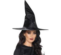 Smiffy's Chapeau de sorcière noir – tissu brillant câblé – Halloween