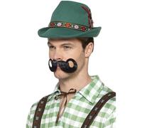 Smiffys Chapeau Trenker alpin de luxe,Vert,Avec des plumes et un bord intérieur élastiqu