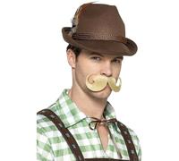 Smiffys Chapeau Trenker bavarois de luxe,Marron,Avec des plumes et un bord intérieur éla