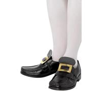 Smiffys Chaussures à boucle metallique style vieille Angleterre, or, avec élastique Halloween, Carnaval