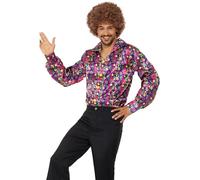 Smiffys Chemise CND psychédélique des années 60, Multicolore