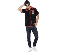 Smiffys 50s Bowling Shirt, Black (Size M)