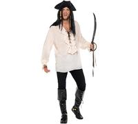 Smiffys Chemise de pirate, Ivoire, avec des lacets sur le devant