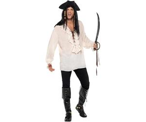 Smiffys Chemise de pirate, Ivoire, avec des lacets sur le devant Halloween