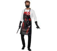 Smiffys Chirurgien sanguinaire / Kit de boucherie, Noir et rouge, avec tablier, gants et masque