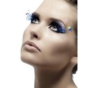 Smiffy's – Faux cils bleus avec plumes, colle incluse
