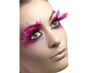 Smiffys Cils, roses, avec plume, colle incluse Halloween
