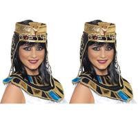 Smiffys Coiffe égyptienne, or et noire, avec motif serpent Halloween, Carnaval (Lot de 2)