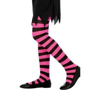 Smiffys Collant à rayures noires et fichsia, 6-12 ans
