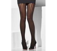 Smiffys Collant extra-fin, noir, à rayures verticales Halloween