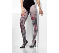 Smiffys Collants opaques, zombie sale, Gris, avec éclaboussure de sang