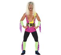 Smiffys Combinaison De Scène Lutteur 80s 90s Rétro Multicolore Neuf