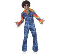 Smiffys Combinaison pantalon danseur groove, avec combinaison pantalon effet jean's et fausse chemise