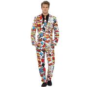 Smiffy's Costume Bande dessinée avec veste, pantalon et cravate Rouge/Blanc XL