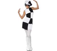 Smiffys - Costume "60s" fête - Femme SM3016 (36 FR) (Noir/Blanc)