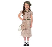 Smiffy's Costume jeune fille évacuée – robe, sacoche, étiquette et béret – Halloween/Carnaval