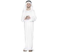 Smiffys Costume arabe, Blanc, avec robe et coiffe Halloween
