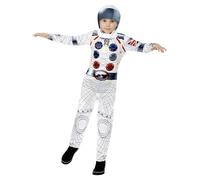 Smiffys Costume astronaute Deluxe, Blanc, avec combinaison-pantalon et coiffe, impression numérique