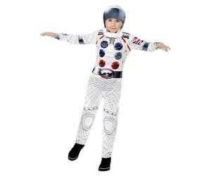 Smiffys Costume astronaute Deluxe, Blanc, avec combinaison-pantalon et coiffe, impression numérique
