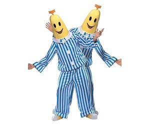 Smiffys Costume Bananas in Pyjamas, Bleu, avec haut, pantalon, coiffe, couvre-chaussures et lettres interchangeables Halloween