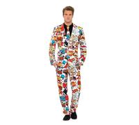 Smiffys Costume Bande Dessinée, avec Veste, Pantalon et Cravate,Rouge/Blanc,XL