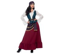 Smiffys Costume belle flibustière Deluxe, Violet, avec robe, ceinture, bandana et collier Halloween