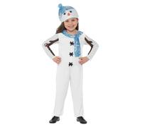 Smiffys Costume bonhomme de neige, jeune enfant, Blanc, avec combinaison-pantalon et chapeau Halloween, Carnaval