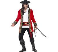 Smiffys Costume capitaine pirate, grande taille, Rouge, avec veste, chemise et ceinture fléchée