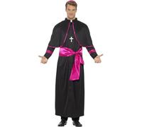 Smiffys Costume cardinal, noir, avec toge, fausse ceinture, chapeau et collier croisé Halloween, Carnaval