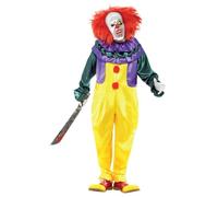 Smiffys Costume clown horreur classique, Multicolore, avec combinaison-pantalon & masque Halloween, Carnaval