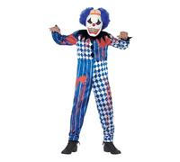 Smiffys Costume clown sinistre deluxe, avec combinaison, masque en EVA, cerveau & cheveux attachés