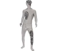 Smiffys Costume combinaison robot, avec costume à braguette cachée et ouverture sous le menton, banane et demi masque