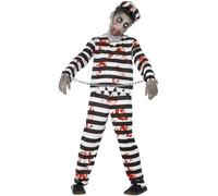 Smiffys Costume condamné zombie, avec haut, pantalon, chapeau & revers poignets,Noir/Blanc,M