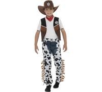 Smiffys Costume cowboy texan, brun, avec chapeau, cravate, gilet, badge et chaps Halloween