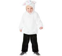 Smiffys Costume d'agneau pour tout-petit, Blanc, avec haut à capuche et pantalon Halloween
